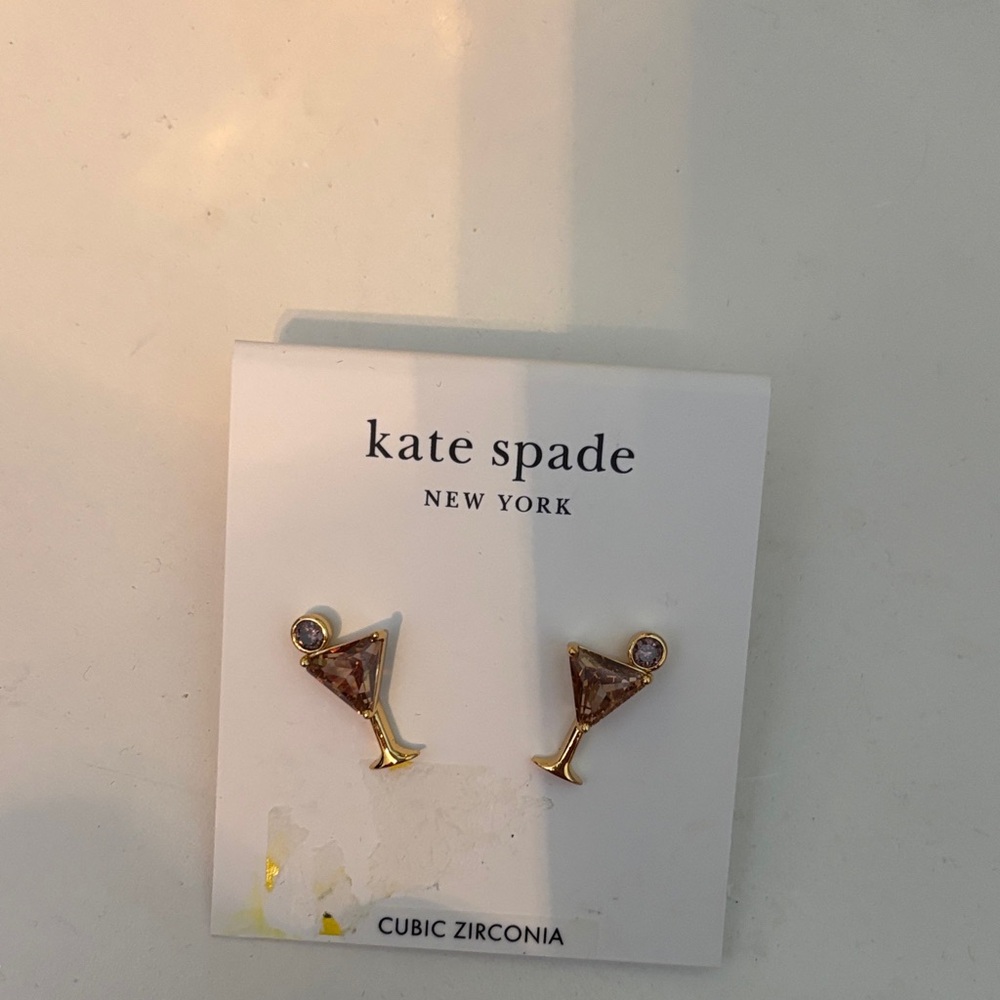 Kate Spade Gold Cocktail Earrings nwt cubic zirconia